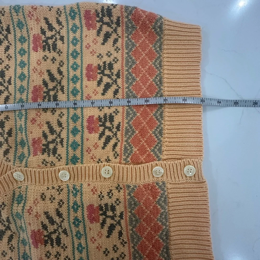 VTG GAP Fair Isle Flowers Granny Core Sweater Vest Y2K 100% Cotton Oversized S - Picture 5 of 5